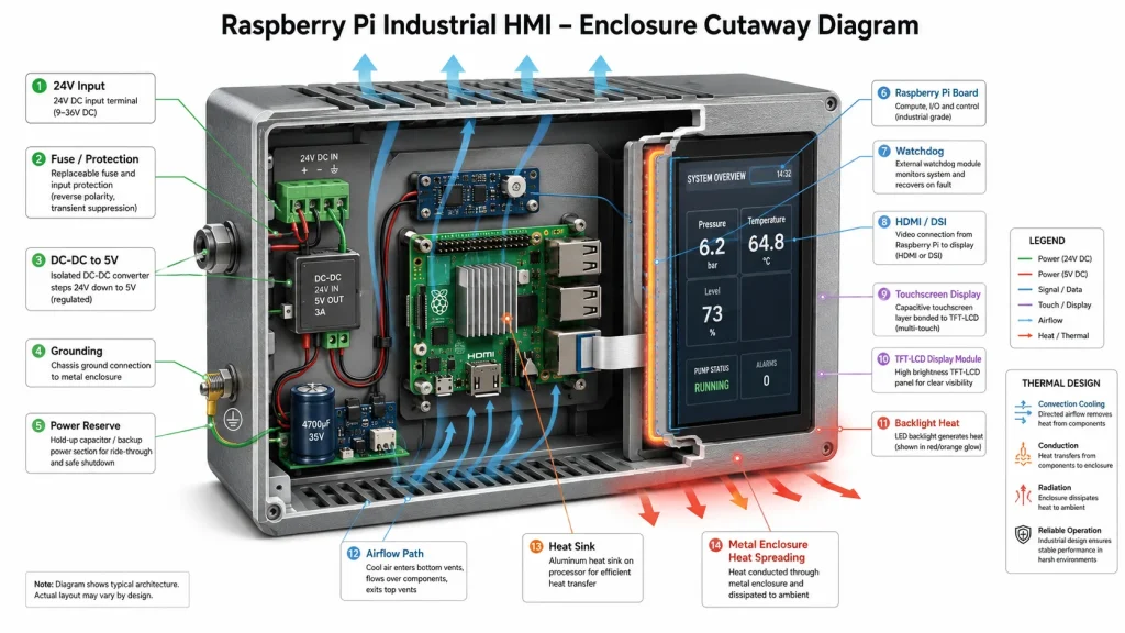 Raspberry Pi HMI power and thermal architecture