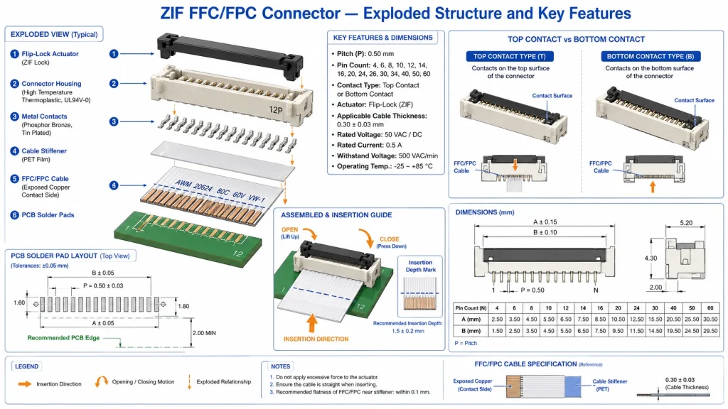ZIF connector anatomy and selection variables