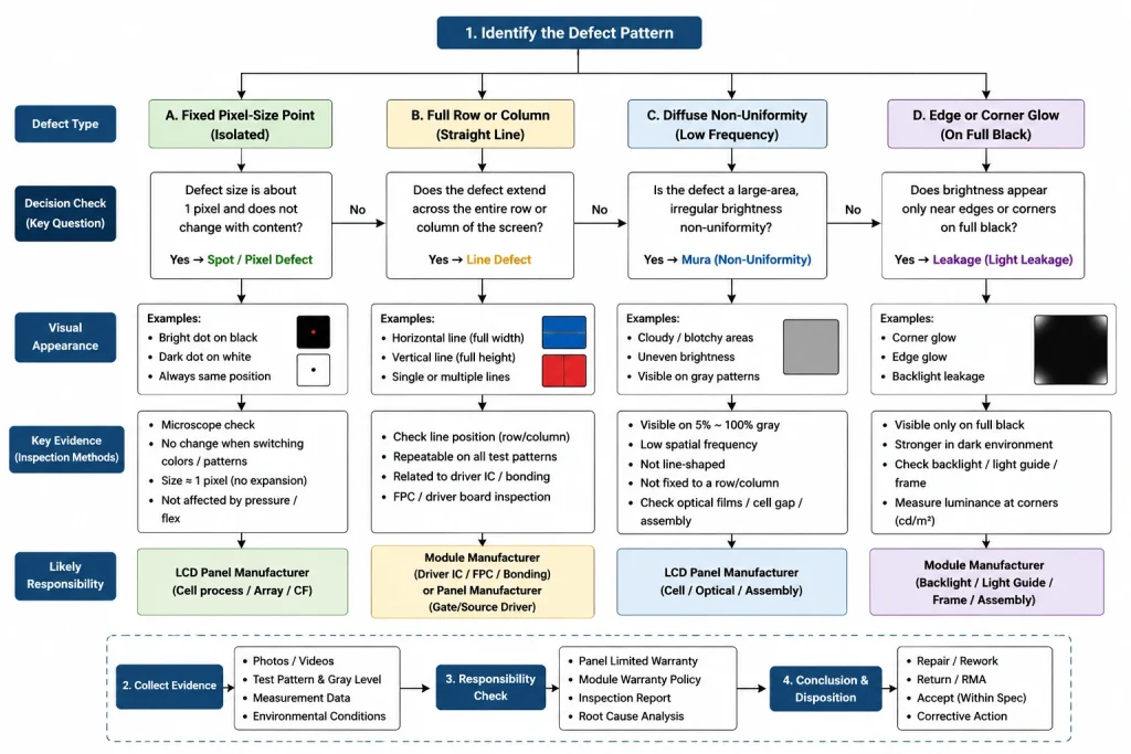 Industrial LCD defect classification decision tree