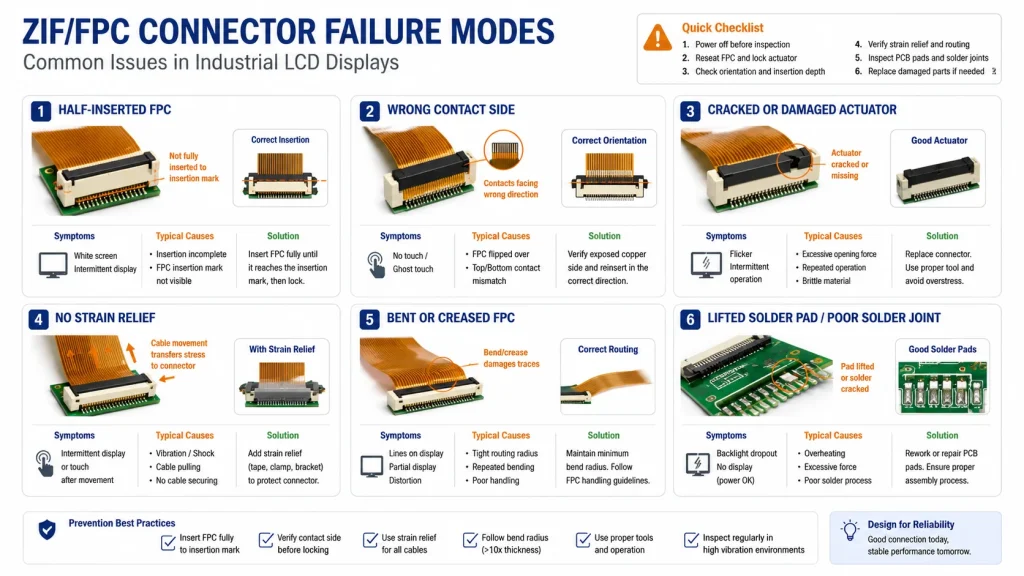 Common ZIF and FPC failure modes