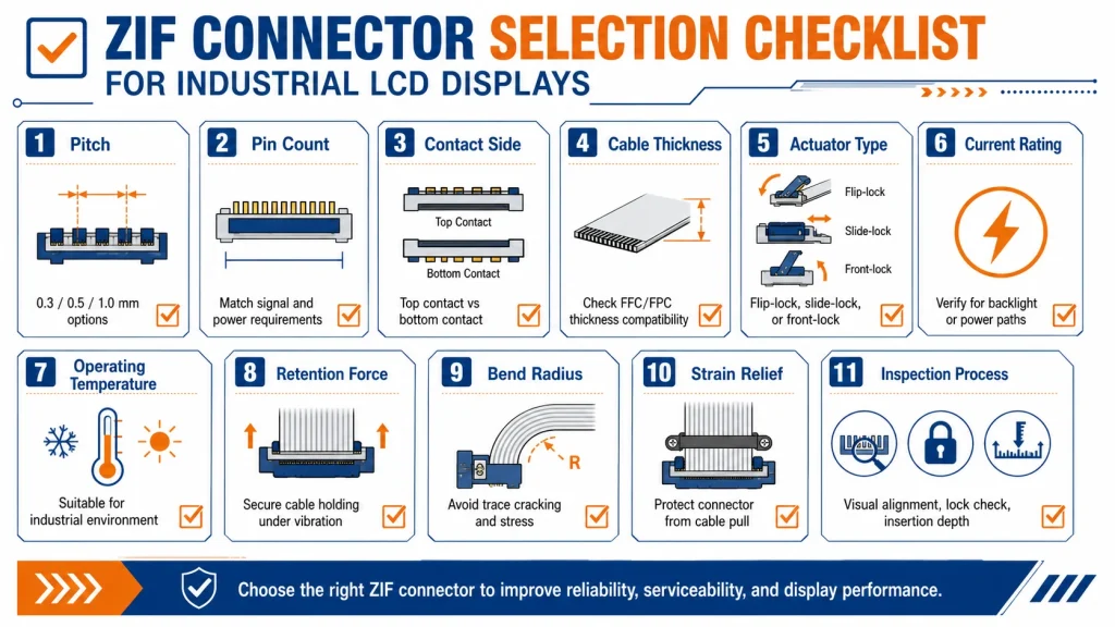 ZIF connector selection checklist