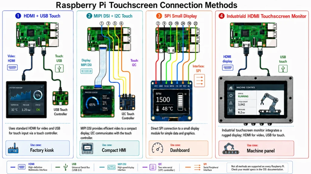 Raspberry Pi touchscreen interface comparison