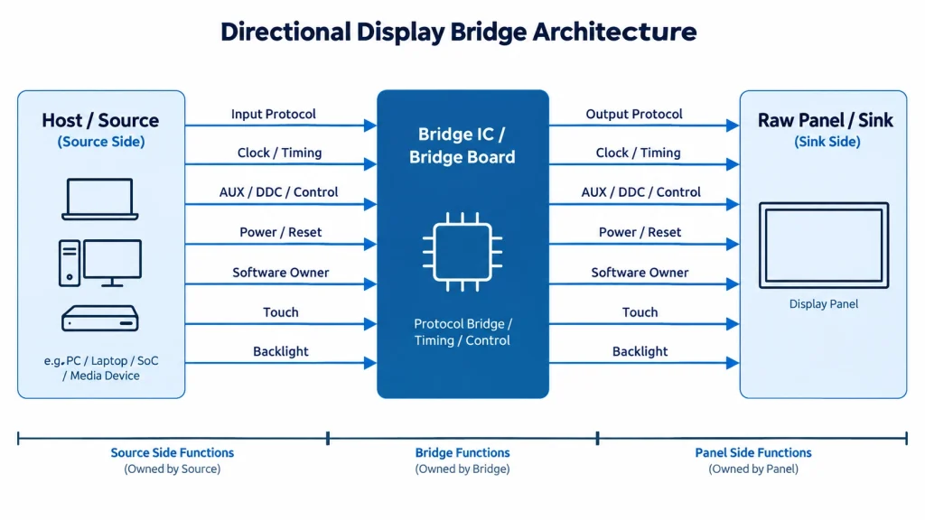 Directional signal and control chain through a display bridge IC