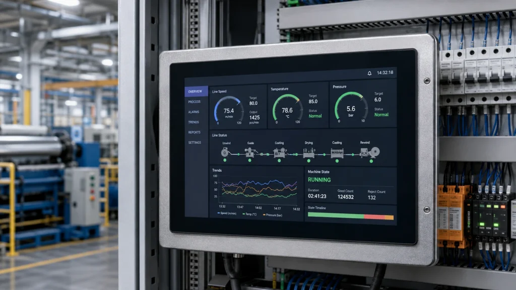 Industrial HMI with MIPI DSI TFT LCD in factory control cabinet Industrial HMI with MIPI DSI TFT LCD in factory control cabinet