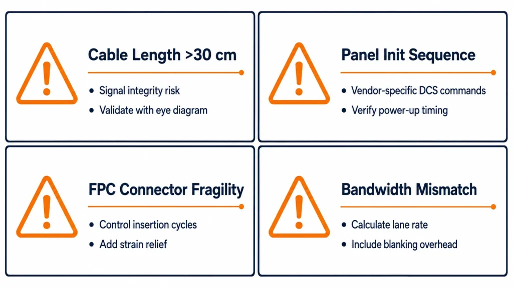 MIPI DSI design pitfalls cable initialization connector and bandwidth