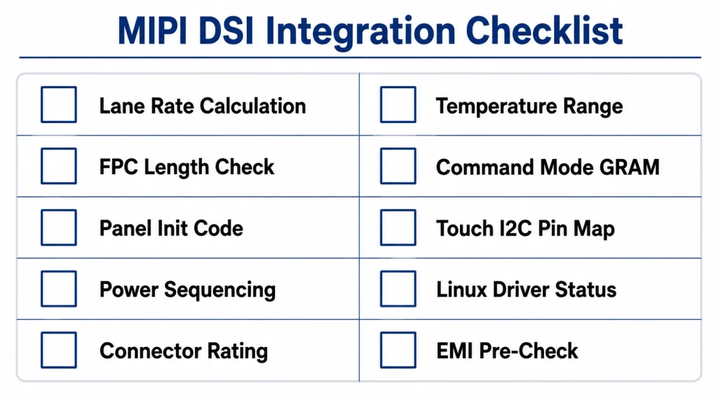 MIPI DSI industrial display integration checklist for engineers