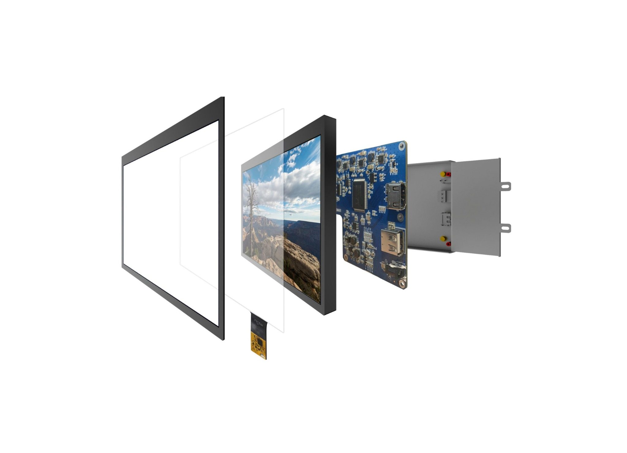 kadi-custom-display-solution-optical-bonding-ctp-lcd-ad-board-exploted-view