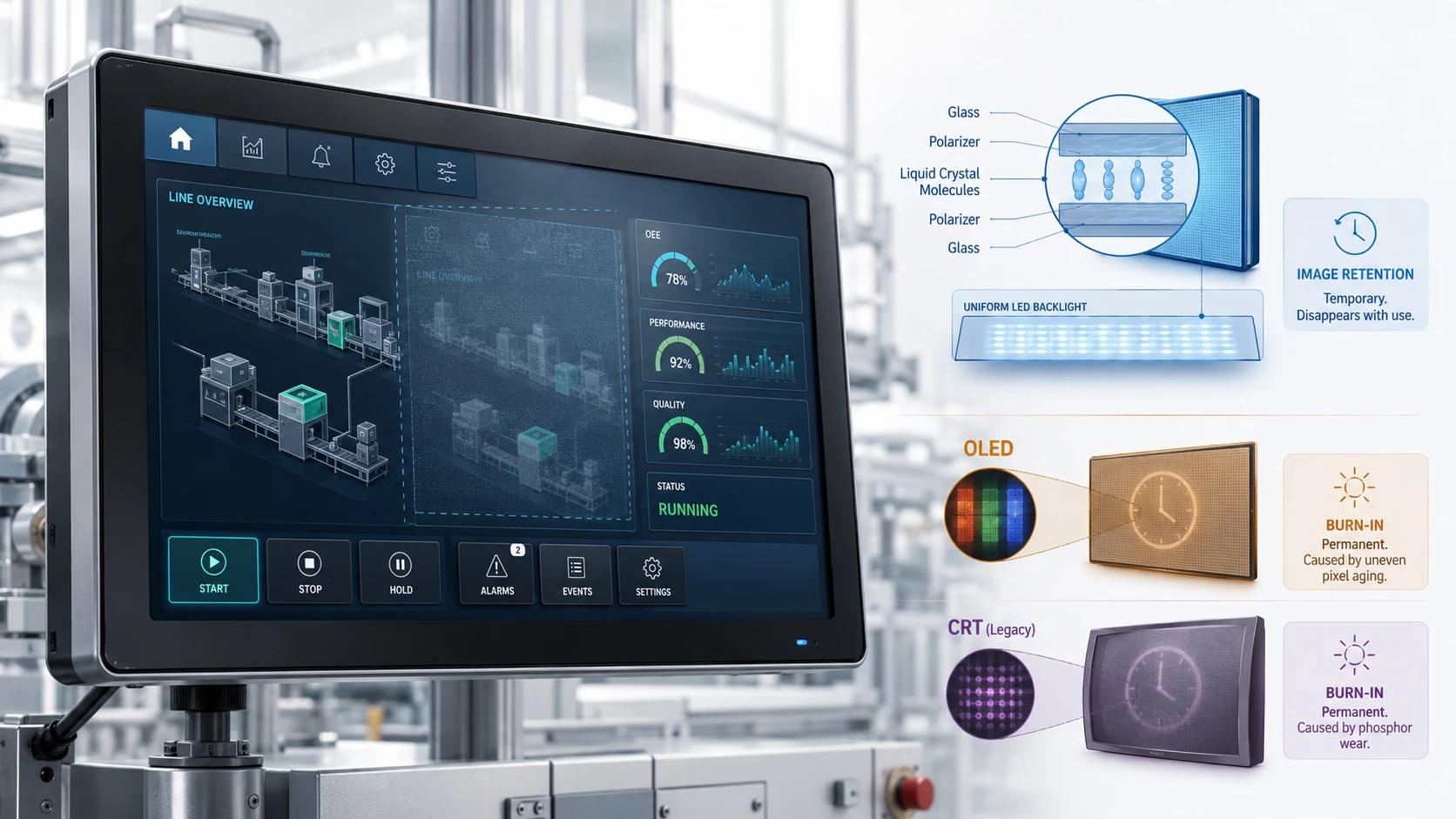 Can Industrial LCD Screens Burn In? Myths and Facts About LCD Image Retention