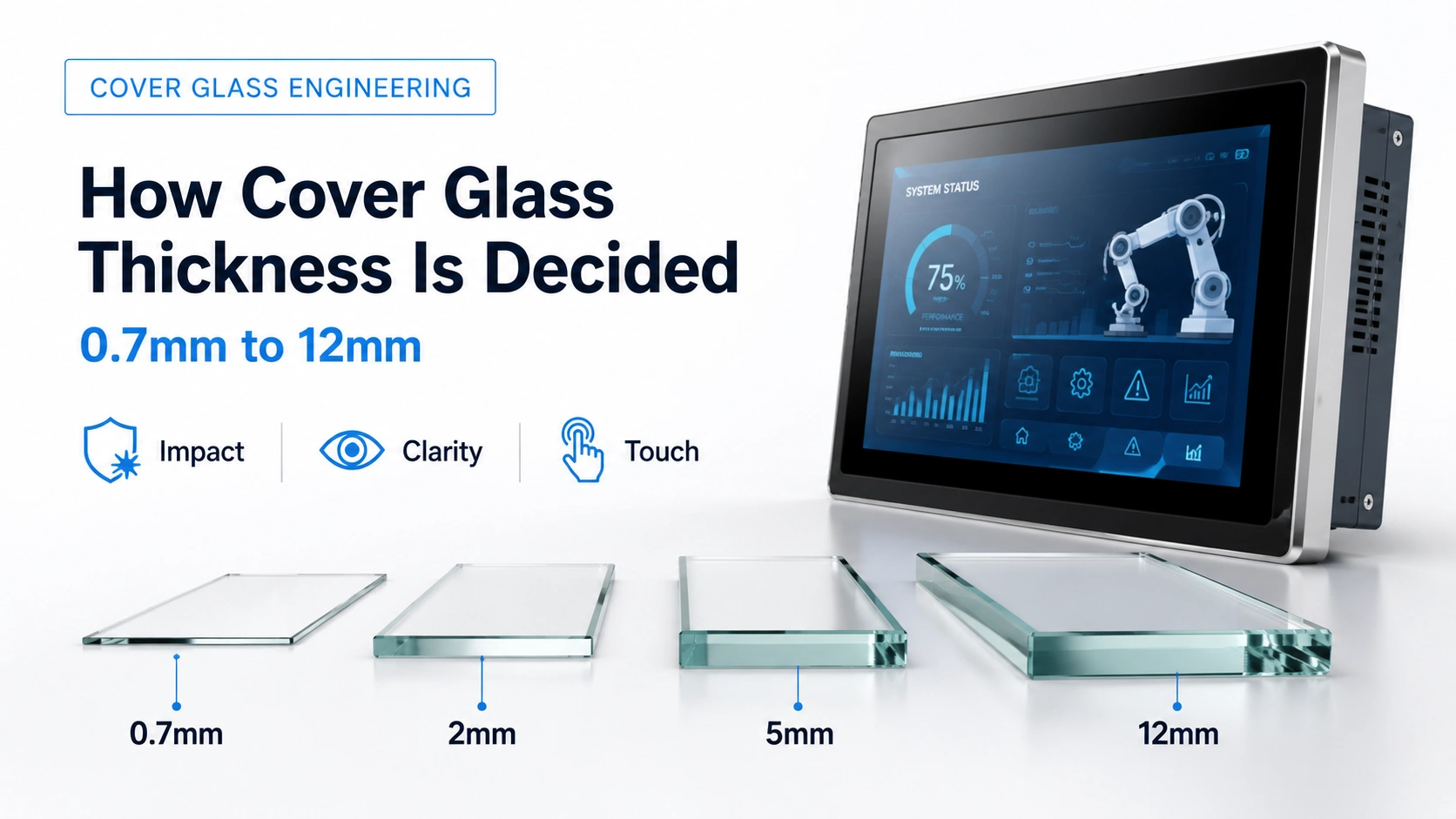 0.7mm to 12mm: How Cover Glass Thickness Is Decided for Industrial Touch Panels