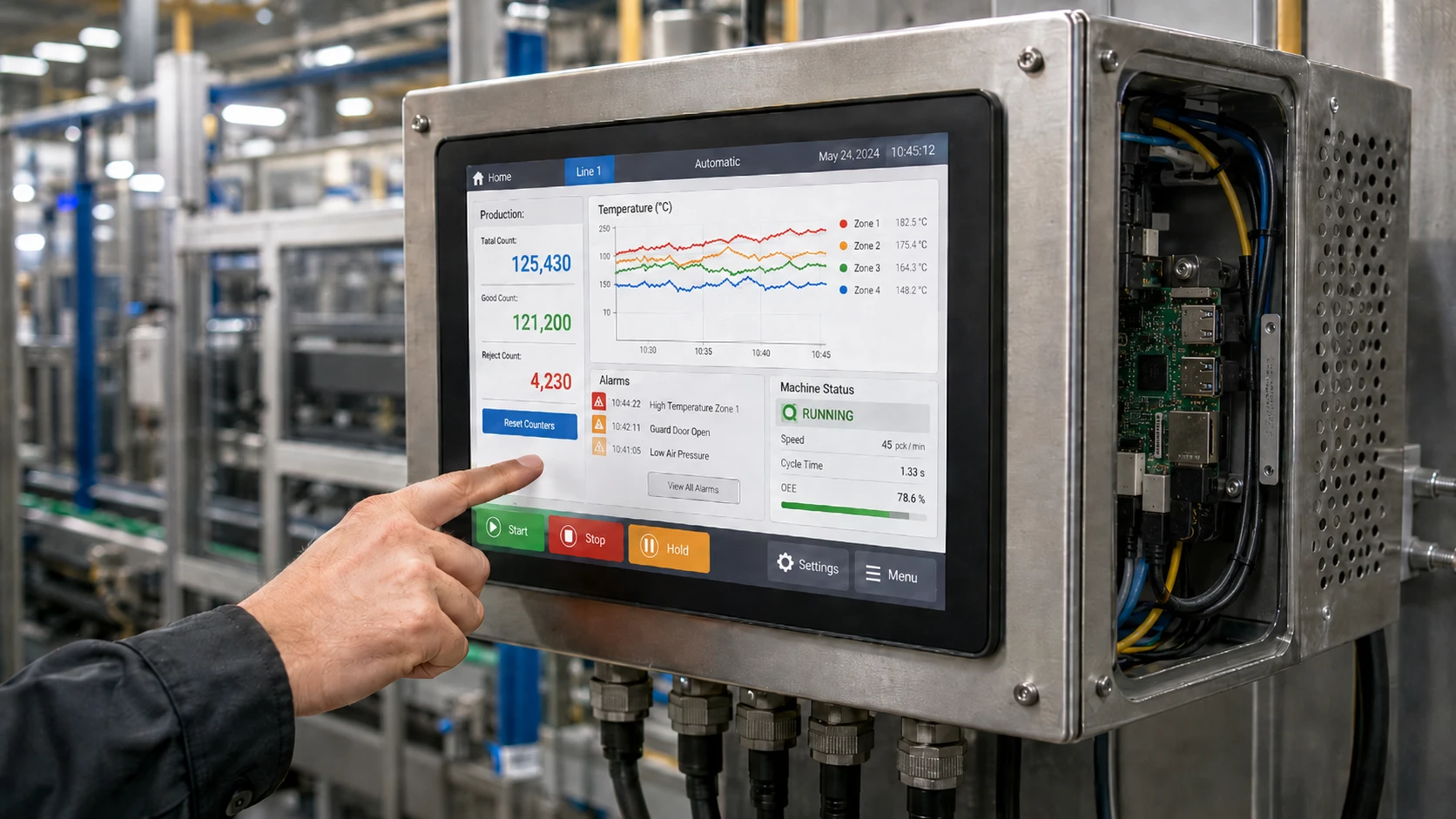 Factory Raspberry Pi HMI installation overview