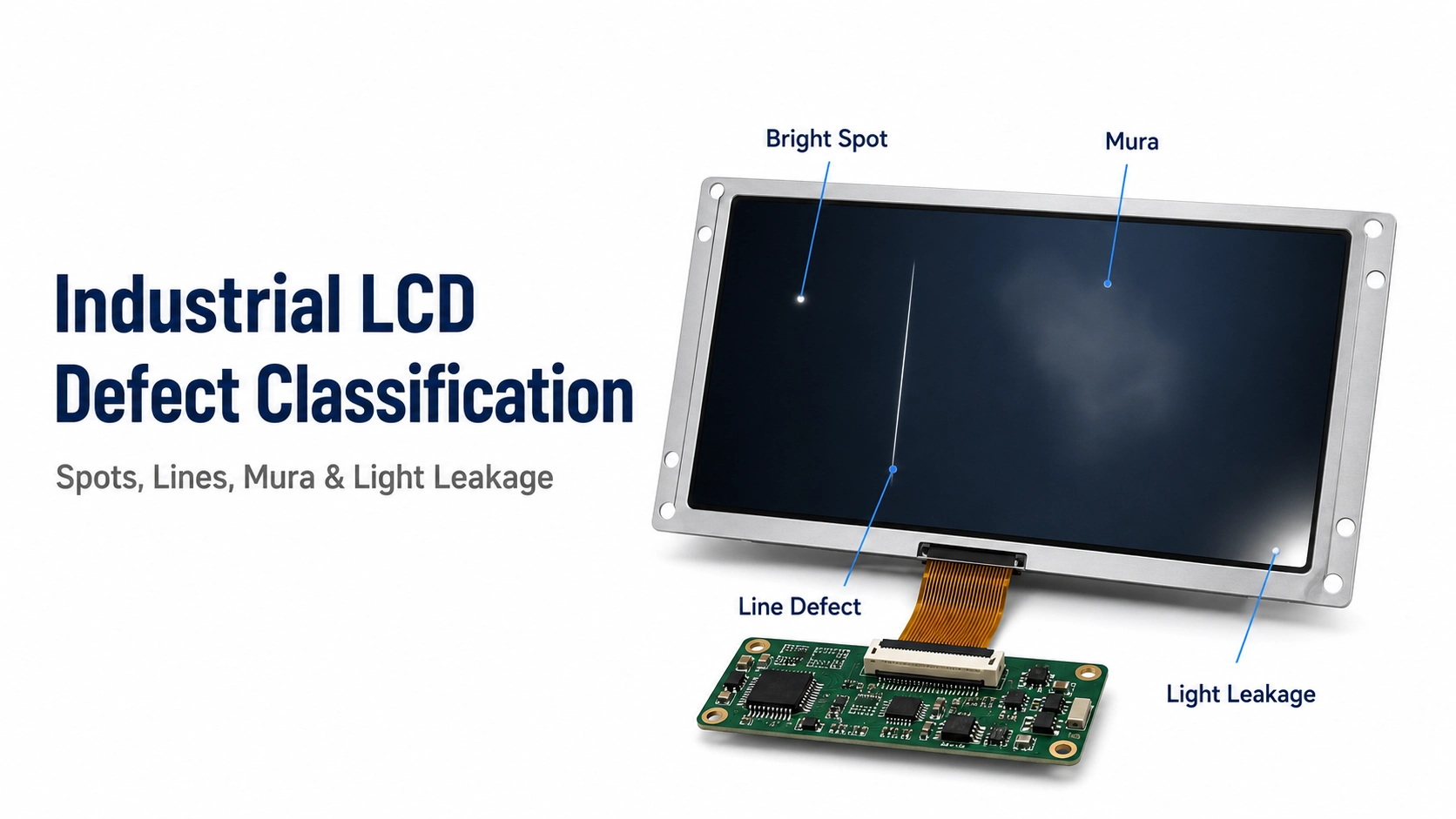 Industrial LCD Defect Classification: Spots, Lines, Mura, and Light Leakage