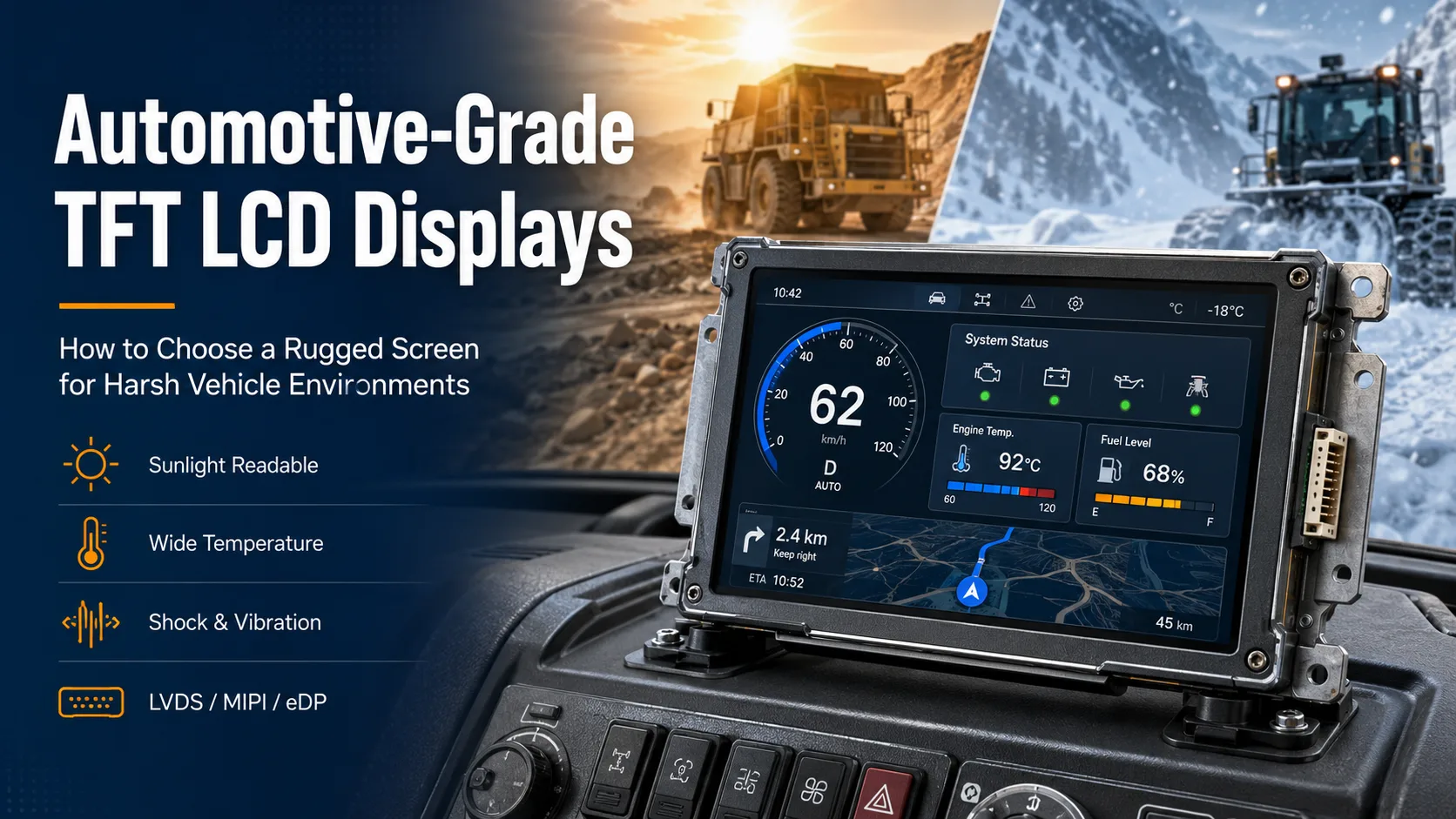 Automotive-Grade TFT LCD Displays How to Choose a Rugged Screen for Harsh Vehicle Environments