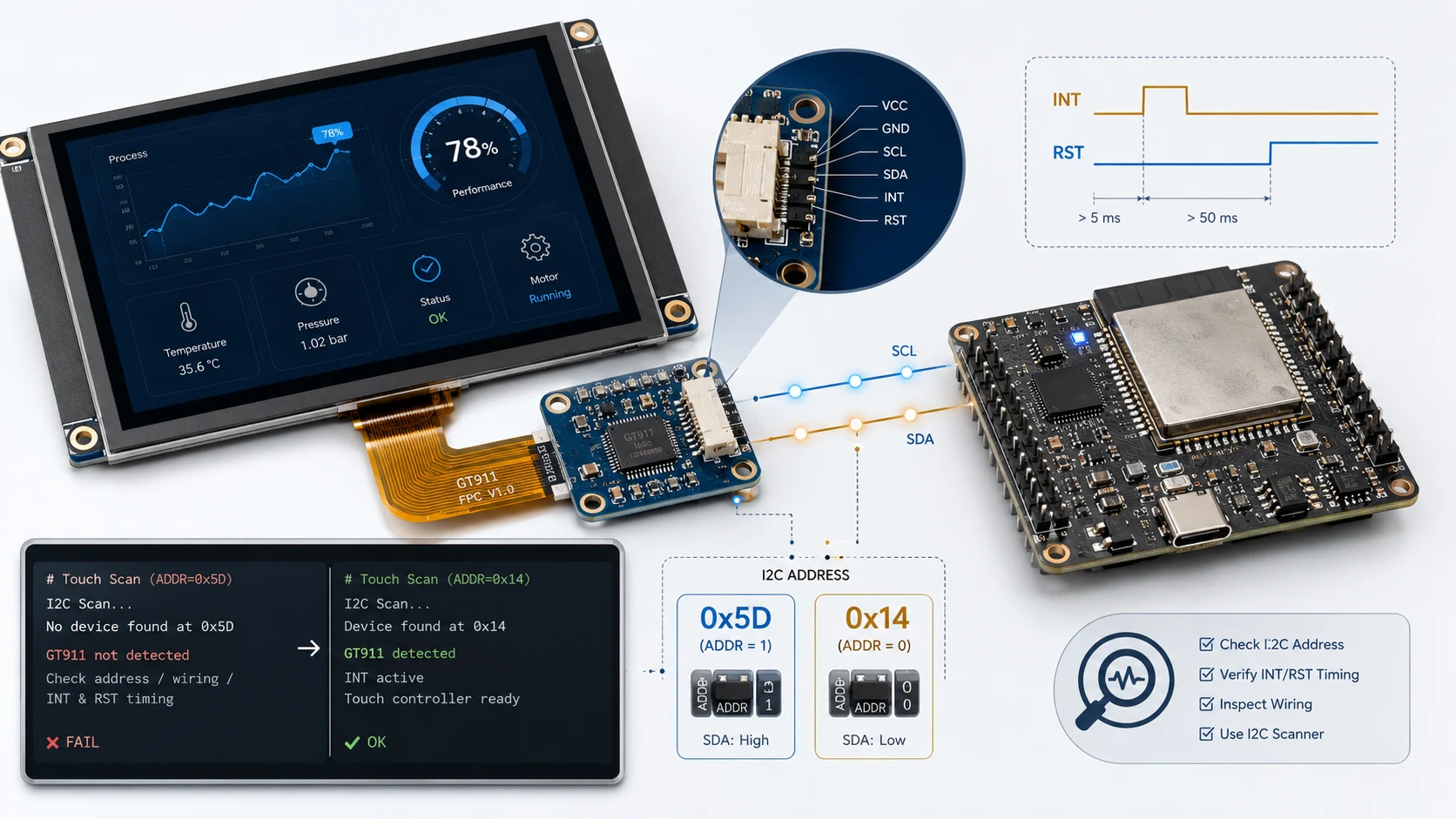 GT911 I²C Address Problems: Why Your LVGL Touchscreen Is Not Detected