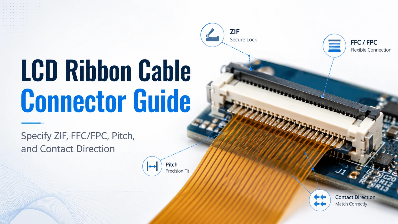 LCD Ribbon Cable Connector Guide: How to Specify ZIF, FFC/FPC, Pitch, and Contact Direction