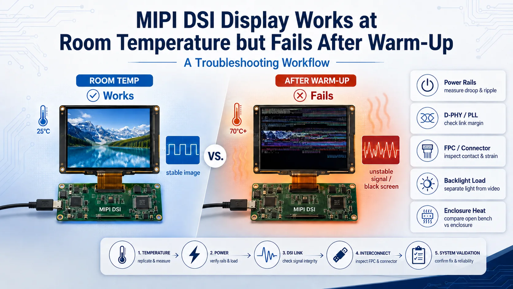 MIPI DSI display warm-up failure troubleshooting